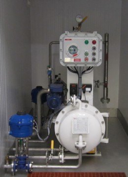 A completed dewatering unit within its compact weatherproof housing