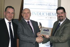 Induchems Sales Manager, Tony Hendzel and Director &
General Manager, Jeff Brown, being presented with their BVAA
membership plaque.