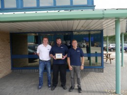 Matt George (Sales Manager), Steve Pooley (Work Shop and Test House Manager) and Steven Withers (QA/QC Director) pose with their BVAA membership plaque