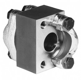 Connector block to the ISO 6162-1 standard for hydraulic flanges (photo: Main Manufacturing Products Inc.)