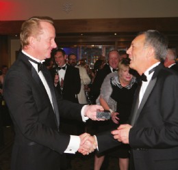 BVAA Chairman David Millar presents Laurence Kettle (right) with his well-earned BVAA cufflinks.