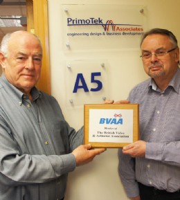 Alan Hall, Director and Steve Ridgway, Partner of PrimoTek Associates with BVAA plaque.