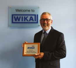 Martin Stokes, Product Sales Specialist of WIKA Instruments Limited with the BVAA plaque.