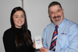 Sophie Page from Wartsila Valves winning a contribution to session award presented by BVAA